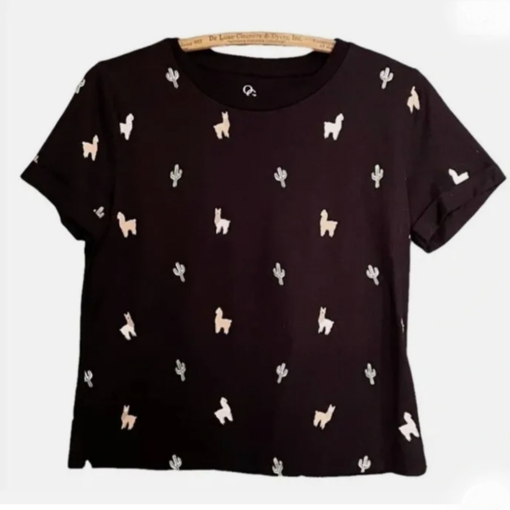 Lama and cactus black shirt.